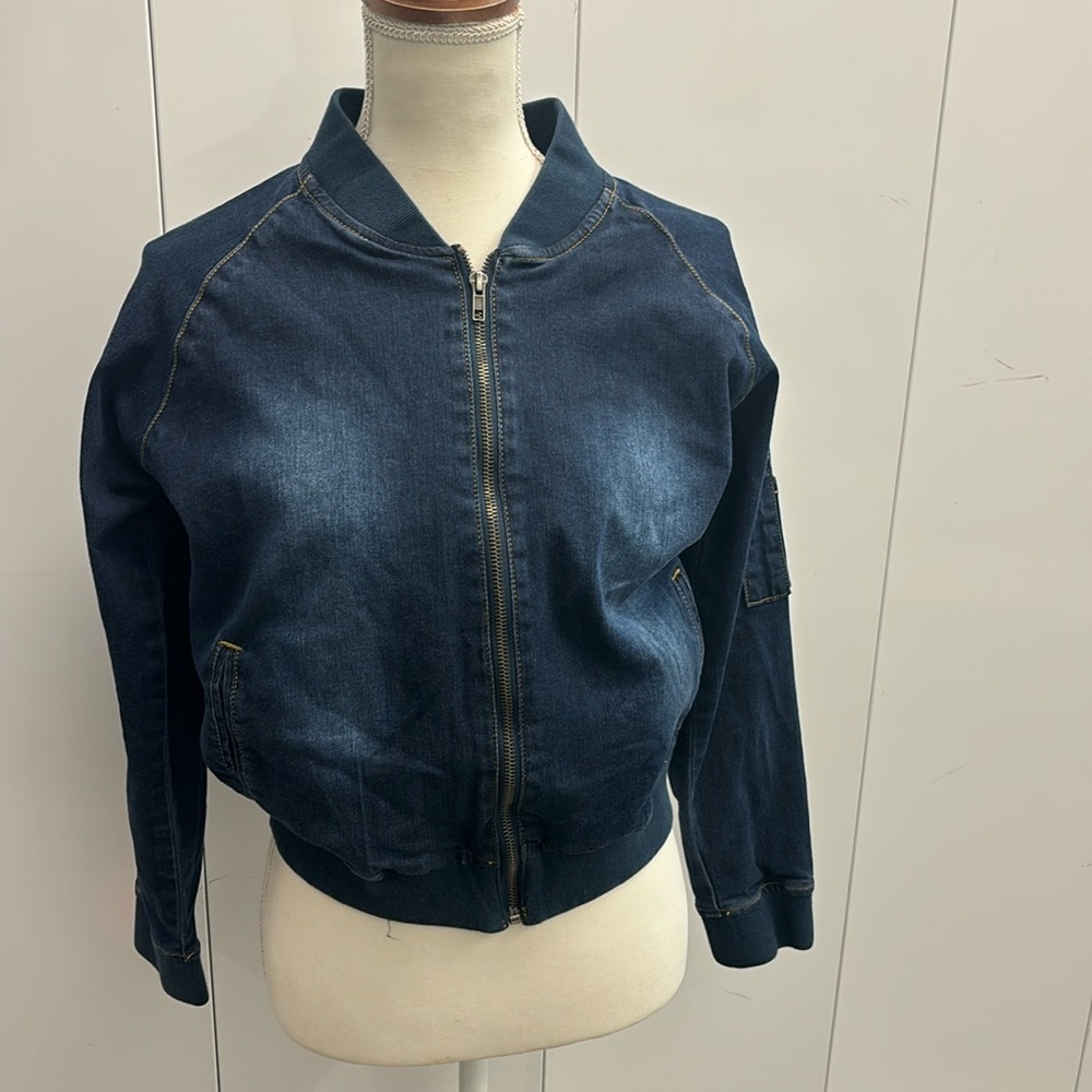 Judy Blue Dark Indigo Denim Bomber Jacket